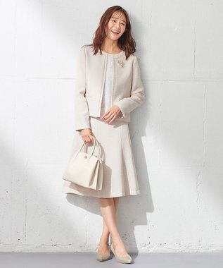 ANY SIS 【セットアップ対応】リップルボーダー ノーカラー ジャケット シャンブレーベージュ