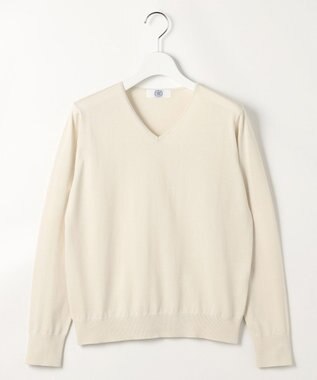 J.PRESS LADIES S HIGH GAUGE BASIC Vネック ニット ライトベージュ系