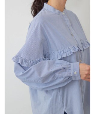 AMERICAN HOLIC フリルバンドカラーシャツ Stripe