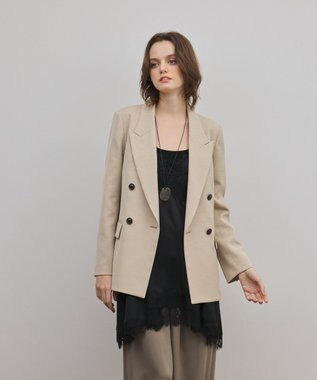 GRACE CONTINENTAL ピークドダブルジャケット ベージュ