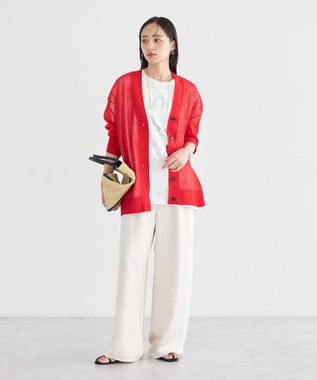 earth music&ecology シアーＶネックカーディガン Red