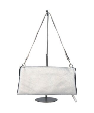 INTER-CHAUSSURES 【ANDREA CARDONE】レザーワイドサコッシュ シルバー