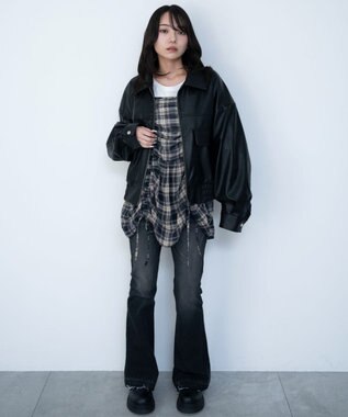 WEGO ドロストデザインキャミワンピース ブルーチェック1