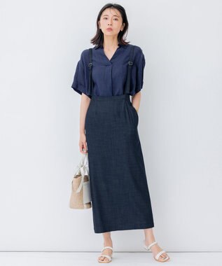 23区 デニムライクシャンブレー Iライン スカート ネイビー系