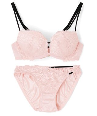 San-ai Resort（三愛水着楽園） 【northerly bra フィットシリーズ 谷間メイク】 Wストラップ ブラジャー＆ショーツSet B～Fカップ ピンク