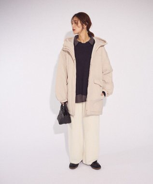 Green Parks フーディ中綿コート Light Gray