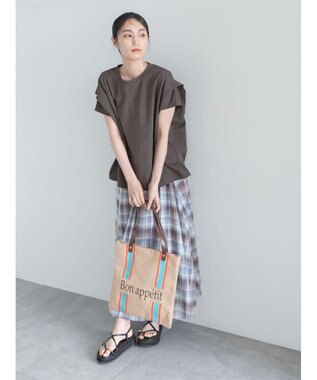 Te chichi チェックギャザースカート サックスブルー