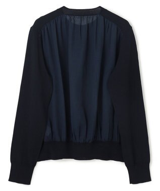 BEIGE， 【洗える】NADIA / バックオーガンジークルーネックカーディガン Navy