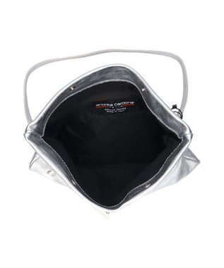 INTER-CHAUSSURES 【ANDREA CARDONE】レザーワイドサコッシュ シルバー