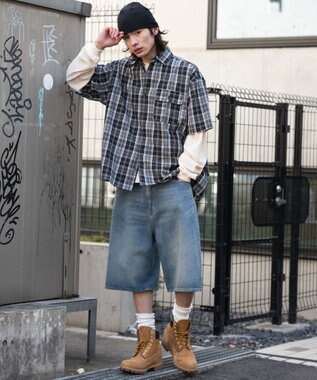 WEGO 【ユニセックス着用ITEM】アンサンブルチェックシャツ（LS） ブラックチェック1