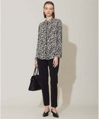 ICB 【WEB限定カラーあり・速乾・洗える】BackSatinAmunzen バンドカラーブラウス ブラックベース系