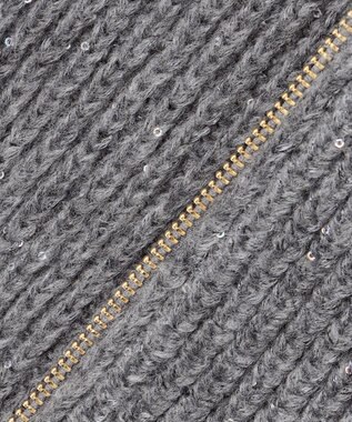23区 L 【洗える】スパンコールバルキー ダブルジップ ニットブルゾン グレー系