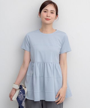 組曲 【WEB限定】プレーティング天竺ビスチェ風ティアード Tシャツ