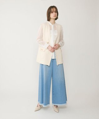 GRACE CONTINENTAL ドットオパールタイ付ブラウス ホワイト