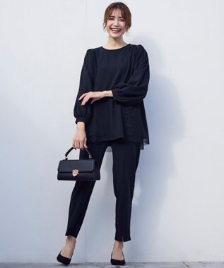 ANY SIS 【WEB・一部店舗限定】ペプラムチュールコンビ セット ネイビー