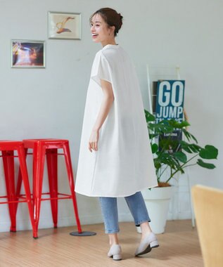 Tiaclasse 【洗える】リネンミックススキッパーシャツワンピース オフホワイト