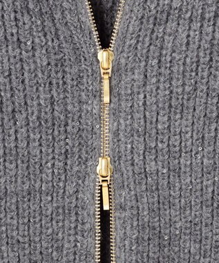 23区 L 【洗える】スパンコールバルキー ダブルジップ ニットブルゾン グレー系