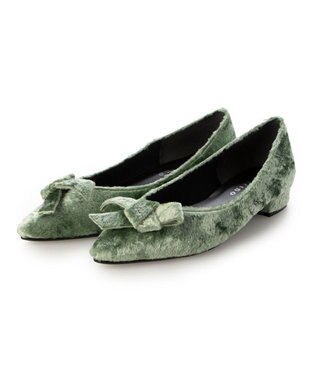 MODE ET JACOMO <carino>ベルベットリボンパンプス グリーン