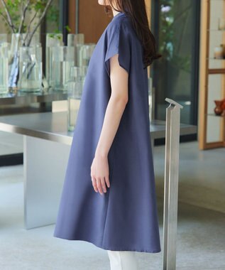 Tiaclasse 【洗える】リネンミックススキッパーシャツワンピース ブルーグレー