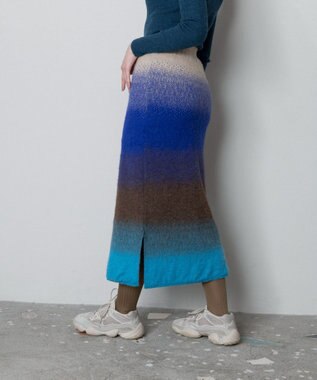 TRICOTE GRADATION SHAGGY SKIRT／グラデーションシャギースカート 31L.BLUE