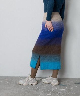 TRICOTE GRADATION SHAGGY SKIRT／グラデーションシャギースカート 31L.BLUE