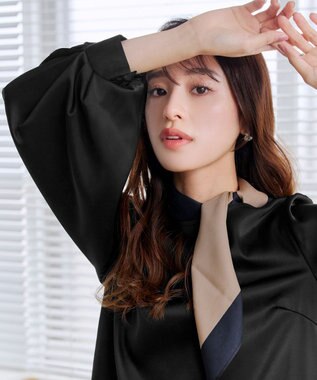 Tiaclasse L 【洗える】ボリュームスリーブブラウス ブラック