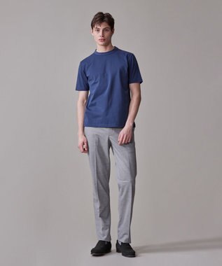 J.PRESS MEN シルクのような光沢感の上品Tシャツ【UVカット / 接触冷感 / 吸水速乾】【J.PRESS PREMIUM JERSEY】ポンチクルーネック Tシャツ ブルー系