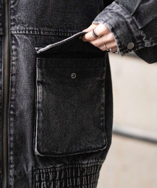 WEGO 【ユニセックス着用ITEM/MLサイズ展開】フライトジャケット デニムブラックソノタ