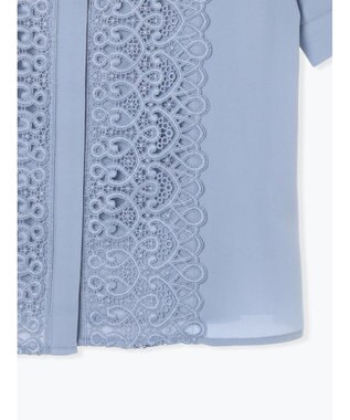 Te chichi 【WEB限定カラーあり】フロントレース5分袖ブラウス ブルー