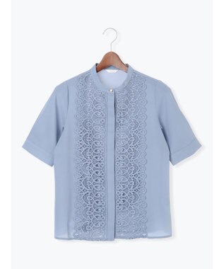 Te chichi 【WEB限定カラーあり】フロントレース5分袖ブラウス ブルー