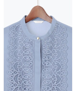 Te chichi 【WEB限定カラーあり】フロントレース5分袖ブラウス ブルー