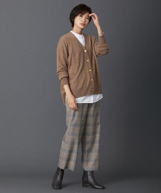 J.PRESS LADIES 【洗える】PL/Visストレッチチェック セミワイド パンツ グレー系3