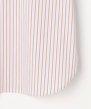 J.PRESS LADIES BEZコットンナイロン ストライプ フリル襟 ブラウス ホワイト×グレー系