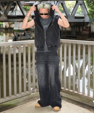 WEGO 【ユニセックス着用ITEM】ショートノースリーブZIPパーカー スミクロ