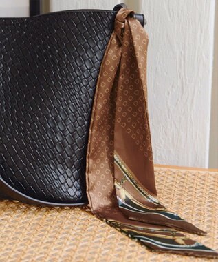 Tiaclasse 【2点セット】編み込み風ショルダーバッグ＋ショルダーポーチ付き ブラック