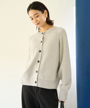 UNFILO 【洗える】ふわふわニット 2WAYクルーカーディガン グレージュ