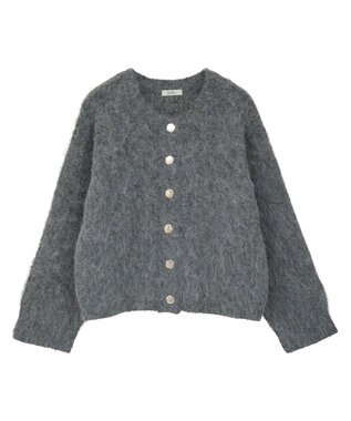 earth music&ecology クルーネックシャギーカーディガン グレー