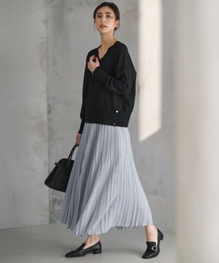 ICB L ライトジョーゼットプリーツ スカート スモーキーサックス