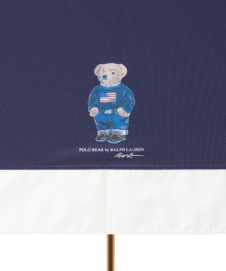 MOONBAT 【WEB限定/遮光率100%/遮熱/UV】POLO RALPH LAUREN（ポロ ラルフローレン）晴雨兼用日傘 ポロベア バイカラー 折りたたみ傘 楽折 ネイビー×オフ