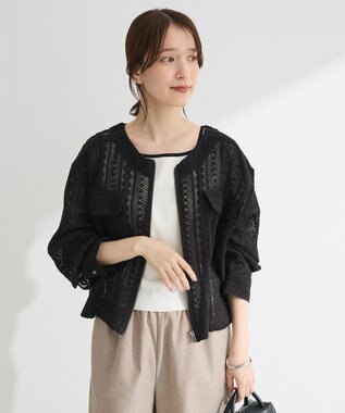 Green Parks Ｉ　レースシャツブルゾン Black