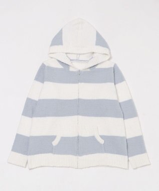 WEGO ボーダーZIPパーカー ブルー