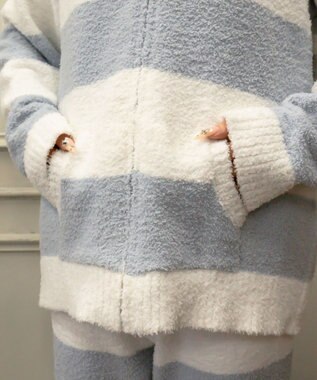 WEGO ボーダーZIPパーカー ブルー