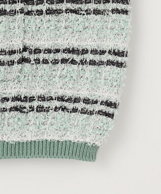 自由区 【洗える】カラーミックスツイードニット カーディガン フロスティグリーン系