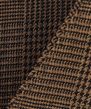 自由区 【洗える】グレンチェック ロングジレ ブラウン系3