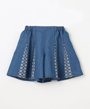 組曲 KIDS 【110-140㎝】レースコンビデニム キュロット ブルー