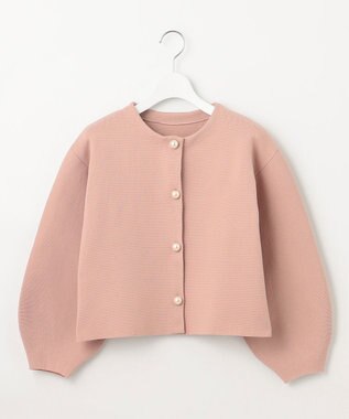 Feroux 【洗える】パールニットジャケット ピンク系