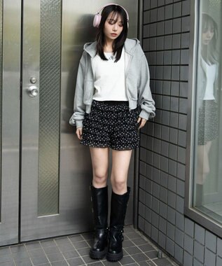 WEGO ドットフリルマイクロショートパンツ ブラック