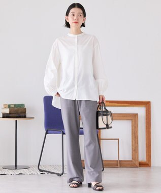 AMERICAN HOLIC イージーケアバックフリルバンドカラーシャツ Off White