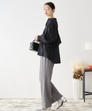 AMERICAN HOLIC イージーケアバックフリルバンドカラーシャツ Black