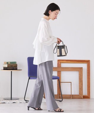 AMERICAN HOLIC イージーケアバックフリルバンドカラーシャツ Off White